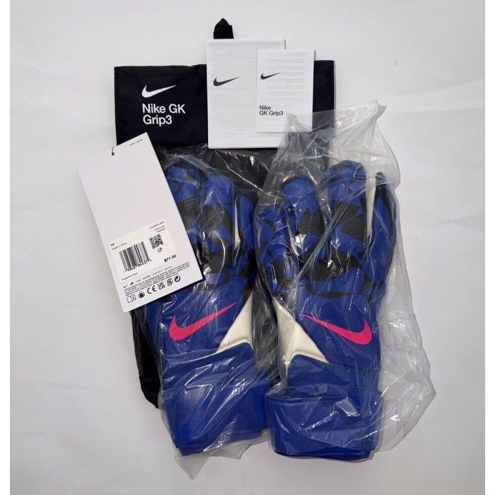 Nike GK Grip3 Goalkeeper Soccer Gloves Adult Size 10 Blue HQ0256-458 New